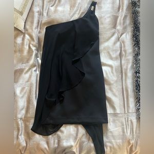 Bebe black NWT asymmetrical overlay dress size small